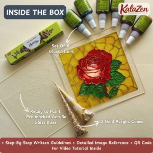 Home diy rose glass painting art kit (6×6 in) — stained glass gift india