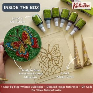 diy butterfly glass painting art kit (5 in. round) — nostalgic indian craft for kids & adults