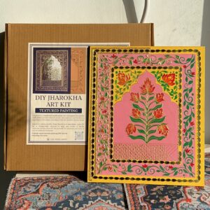diy pink & yellow jharokha art kit | floral indian wall decor | heritage texture art kit india