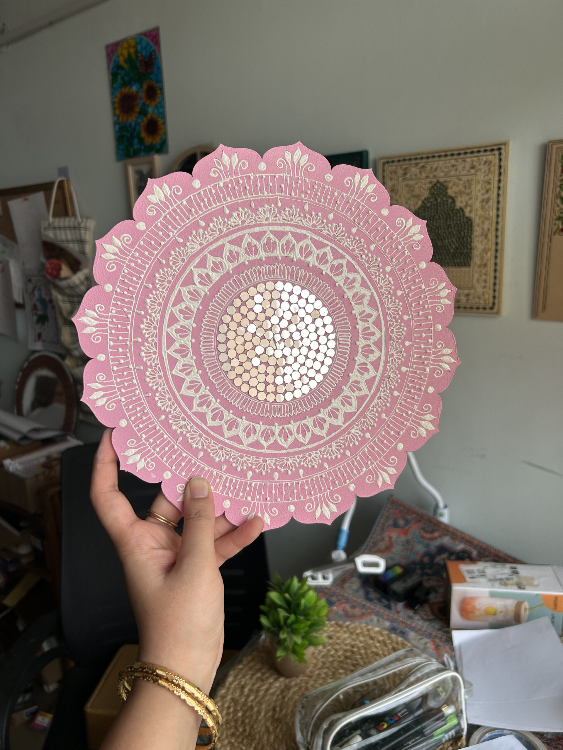 diy red & gold mandala art kit | festive indian art therapy kit for adults