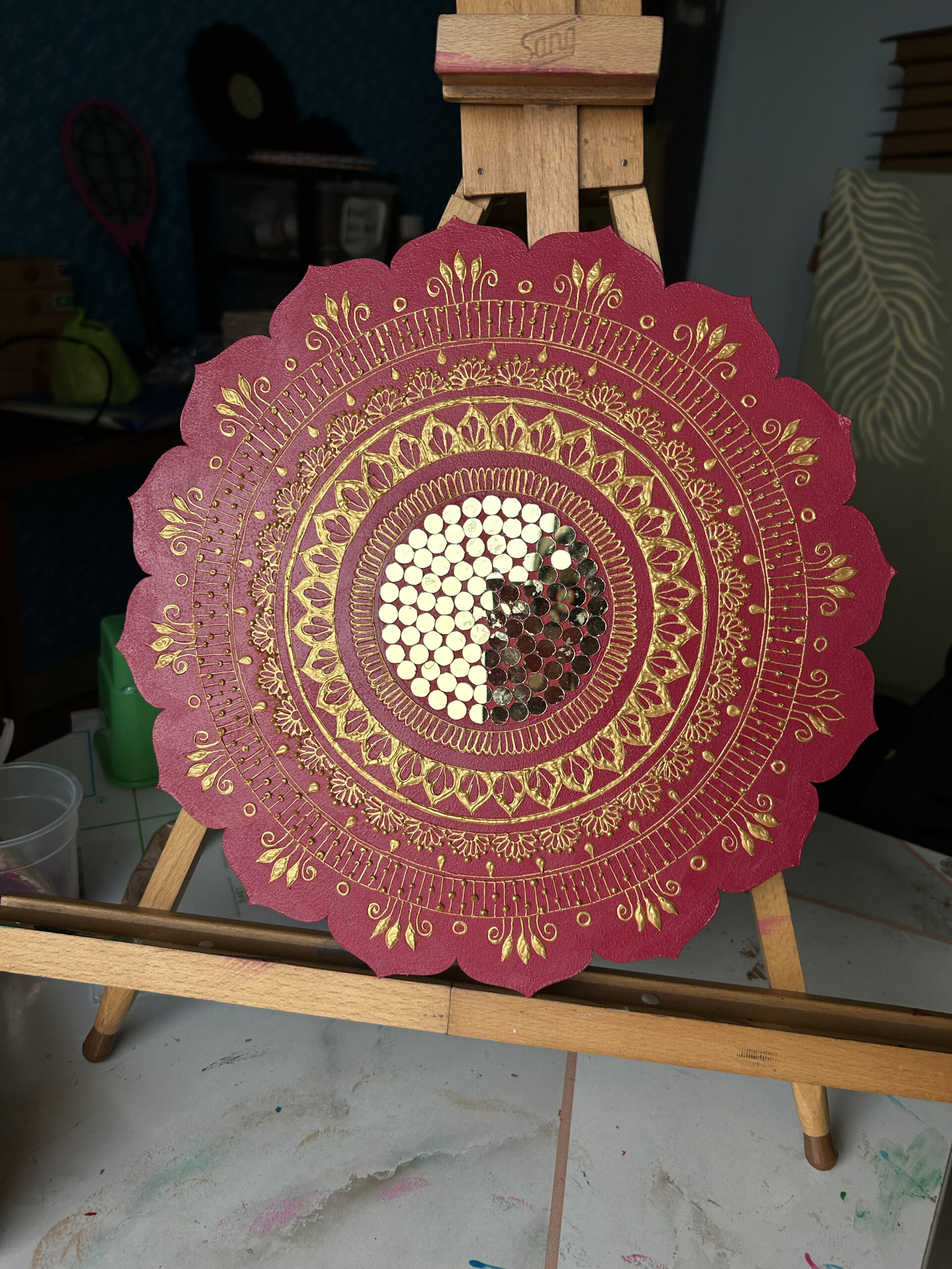 diy red & gold mandala art kit | festive indian art therapy kit for adults
