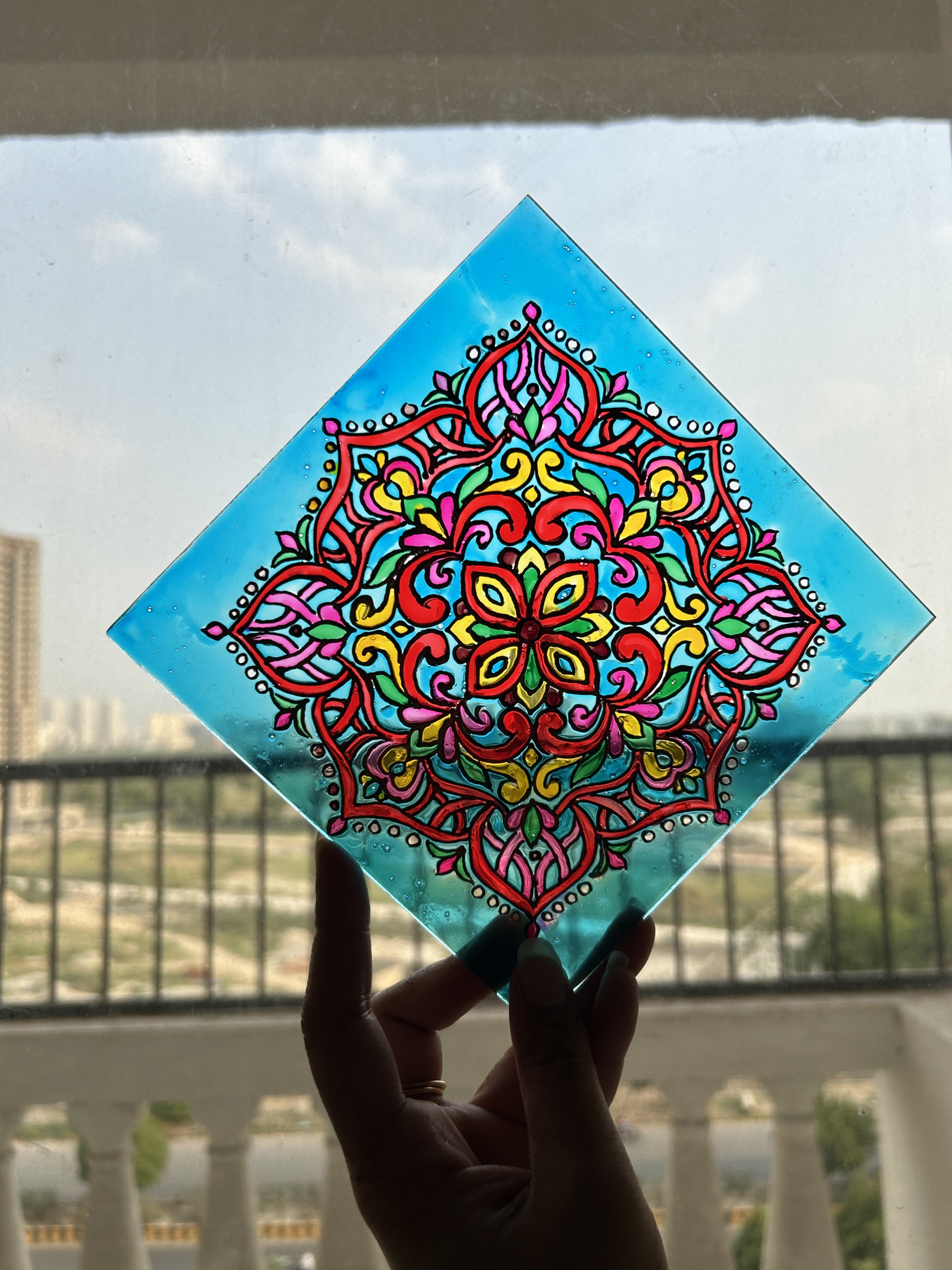 DIY Glass Painting Kit Inspired Persian Art | 6×6 in | Indian Heritage Glass Art Kit - Image 5